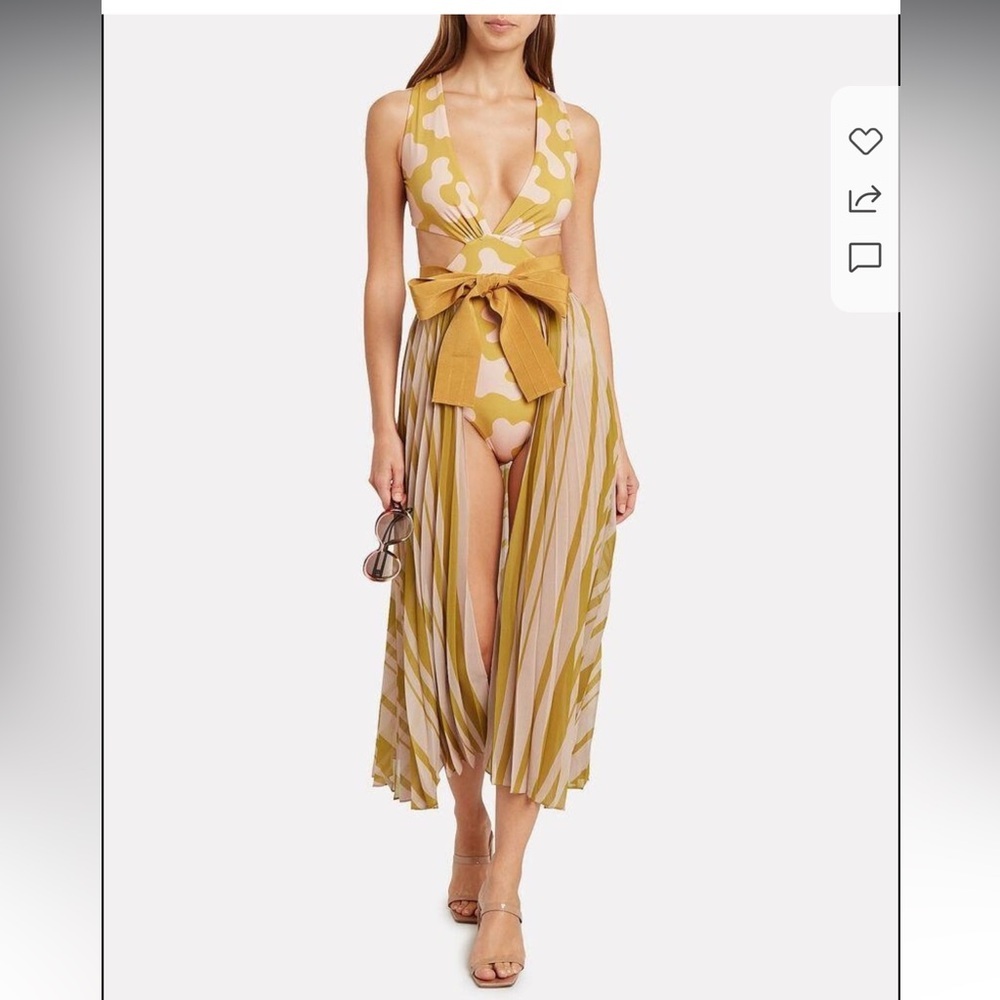 Silvia Tcherassi‎ Striped Blanched Silk Midi Skirt Size S